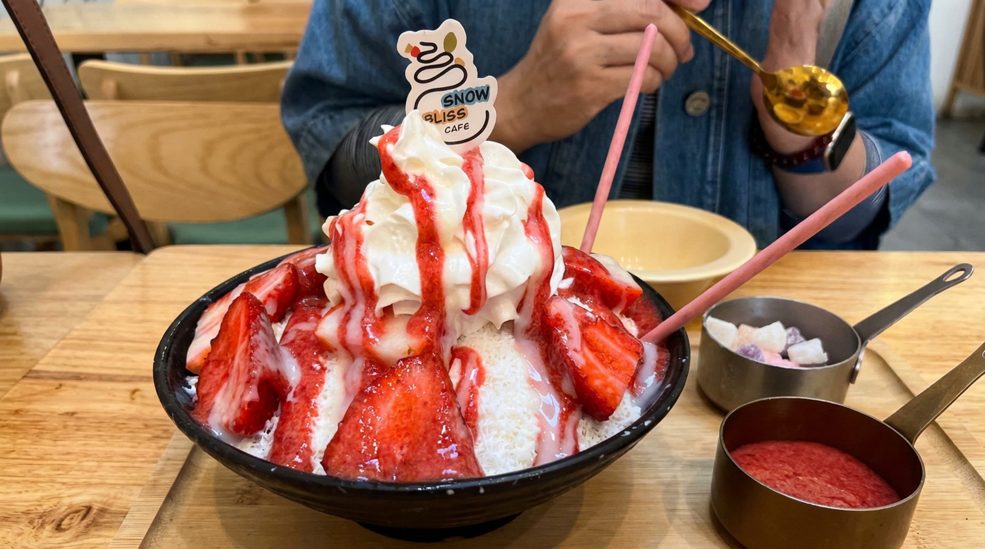 Fluffy shaved ice and something savory