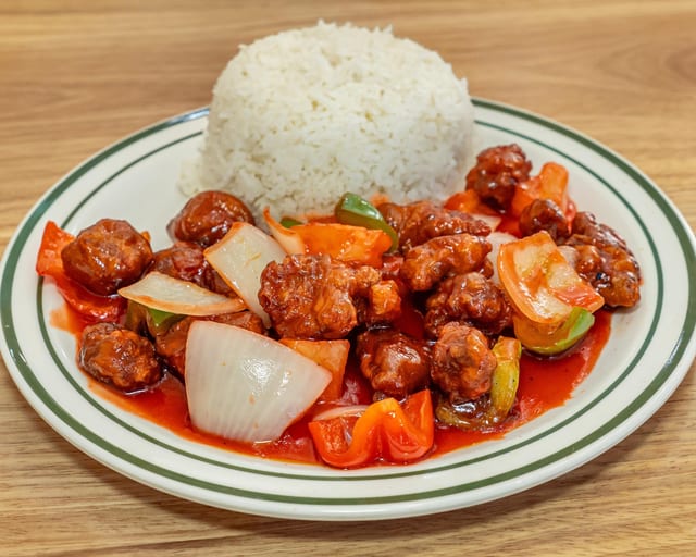 Sweet and Sour Pork 甜酸猪肉饭.